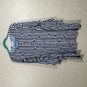 01571 Terra SJ Apparel navy & white bell sleeve knit blouse XL